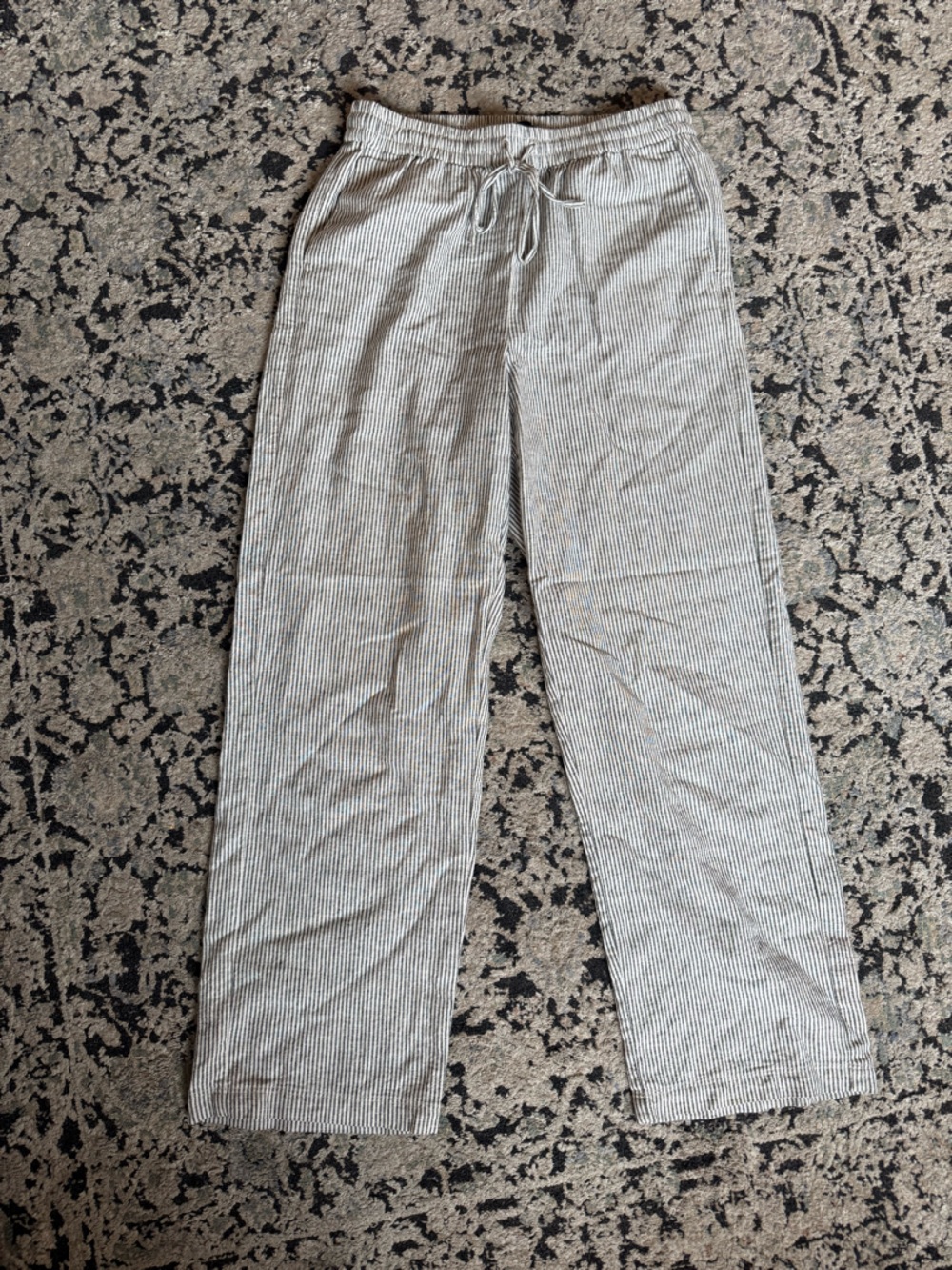 J Crew Lightweight Drawstring Stripe Pants - Gray